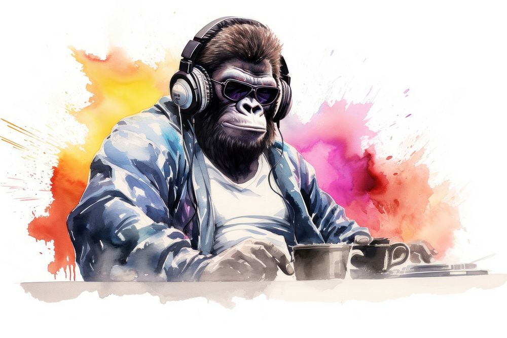 Cool young DJ Gorilla headphones gorilla headset.