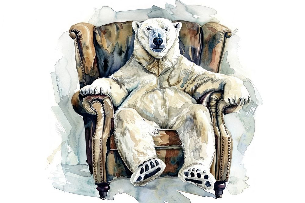 Polar bear armchair furniture mammal.