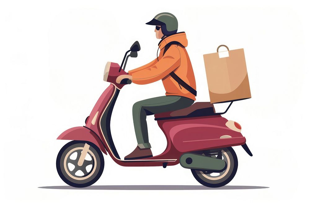 Vector illustration Online delivery service scooter motorcycle vehicle.