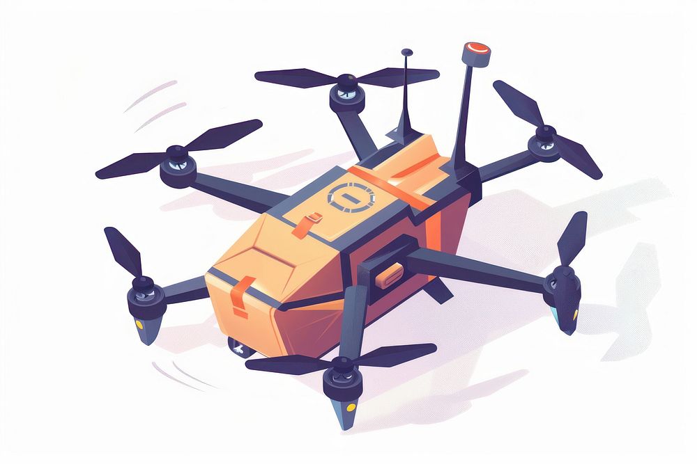 Vector illustration Online delivery service drone helicopter rotorcraft.