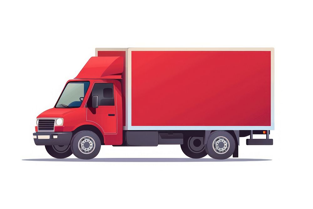 Vector illustration Online delivery service truck vehicle white background.