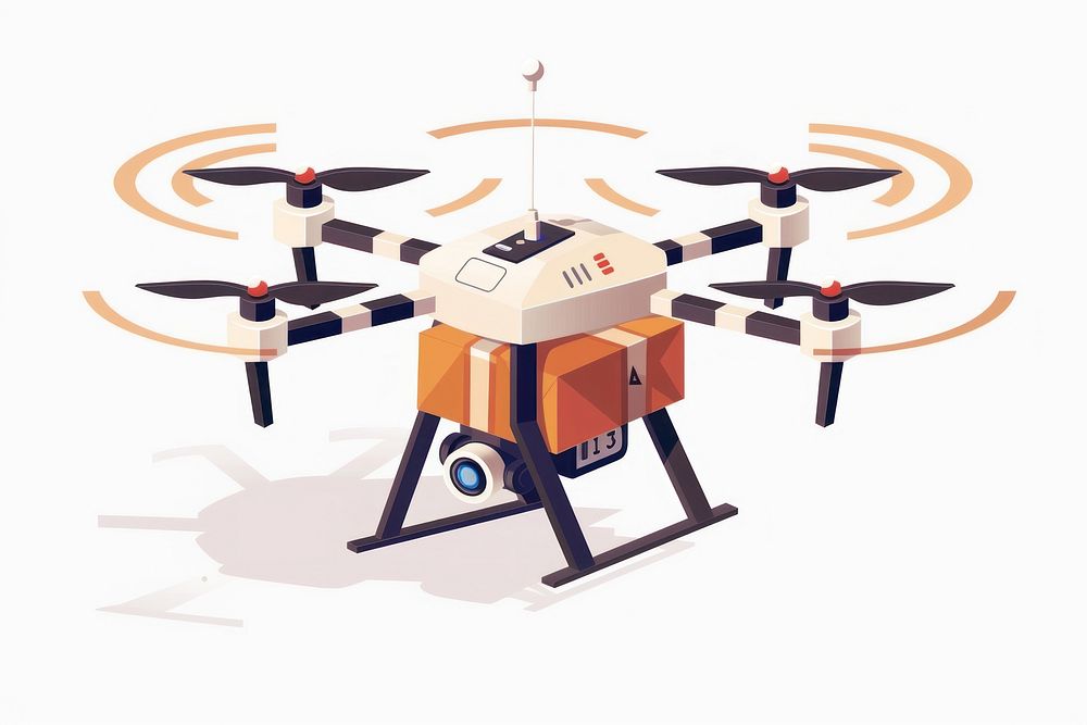 Vector illustration Online delivery service aircraft vehicle drone.
