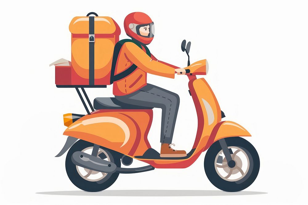 Vector illustration Online delivery service scooter motorcycle vehicle.