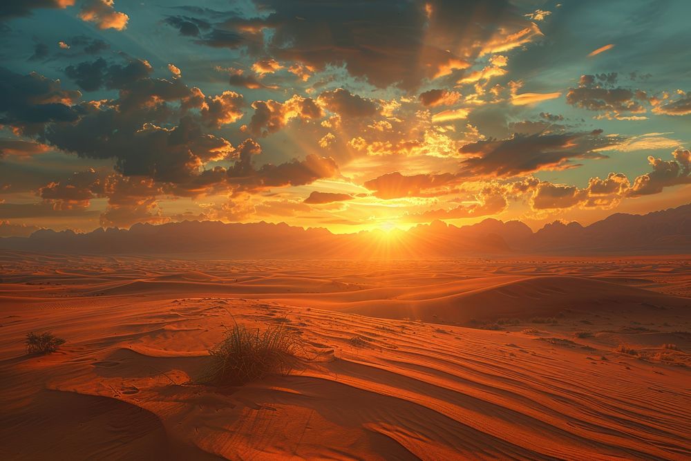 Beautiful desert landscape sunlight outdoors horizon.