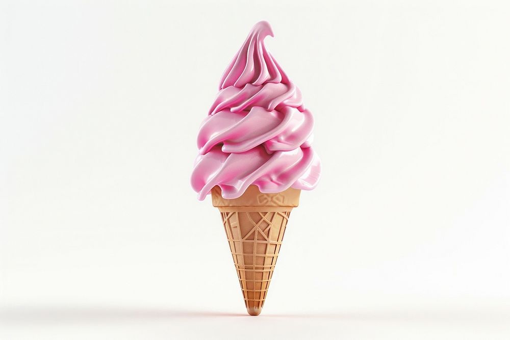 3D render of ice cream cone dessert food white background.