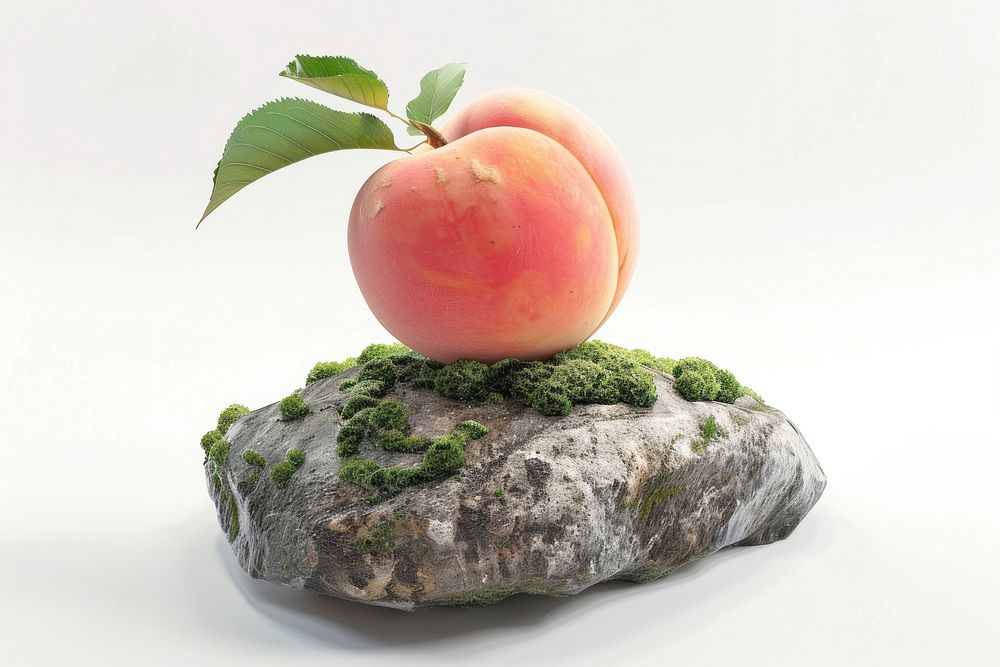 3D render of peach plant fruit food.