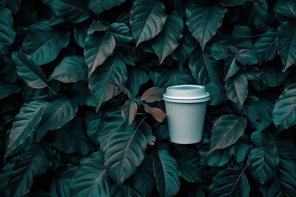 Coffee cup plant green leaf.