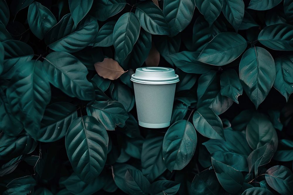 Coffee cup plant green leaf.
