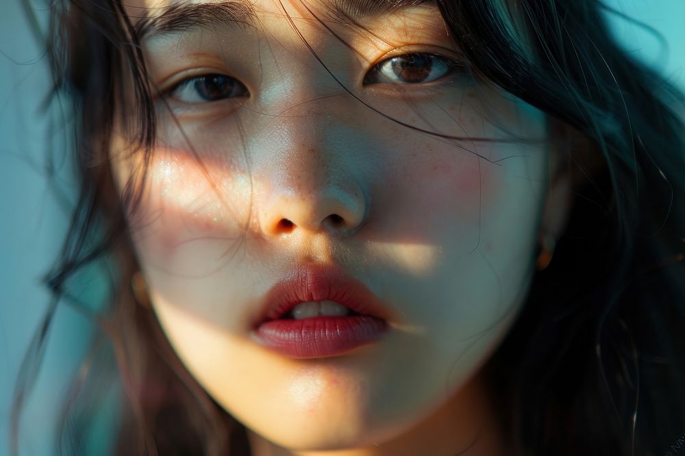 Asian people photography lipstick portrait.