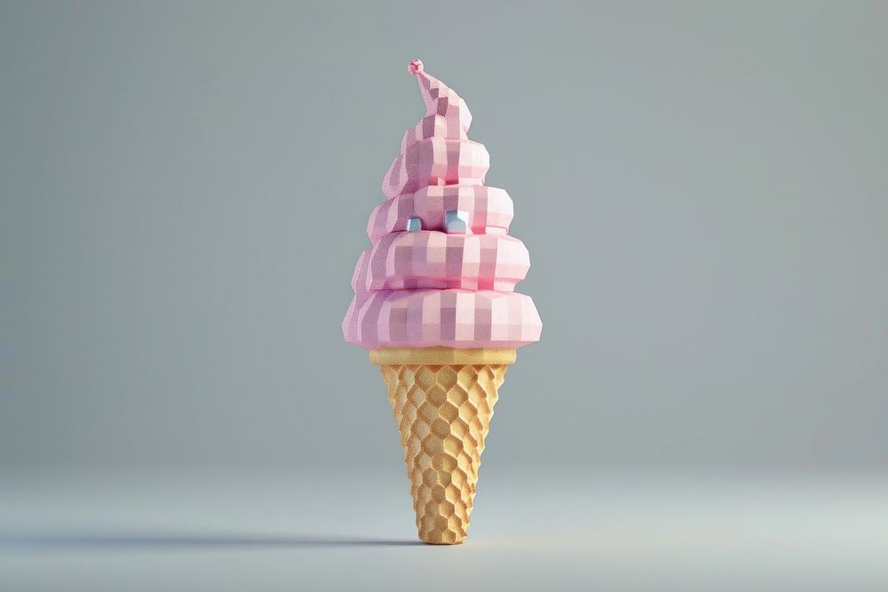 Cute pixel ice cream cone object dessert food cupcake.