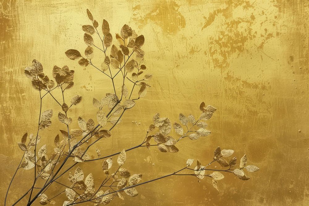 Minimal dry flowers gold backgrounds painting plant.