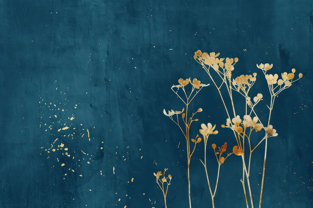 Minimal dry flowers gold backgrounds painting pattern.