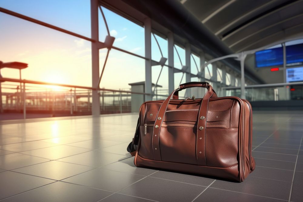 A business suitcase at an airport luggage handbag travel.