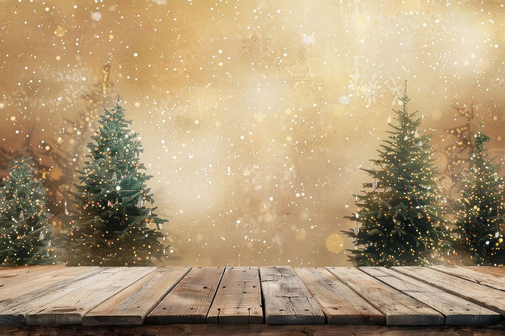Wooden toptable with christmas trees outdoors nature plant.