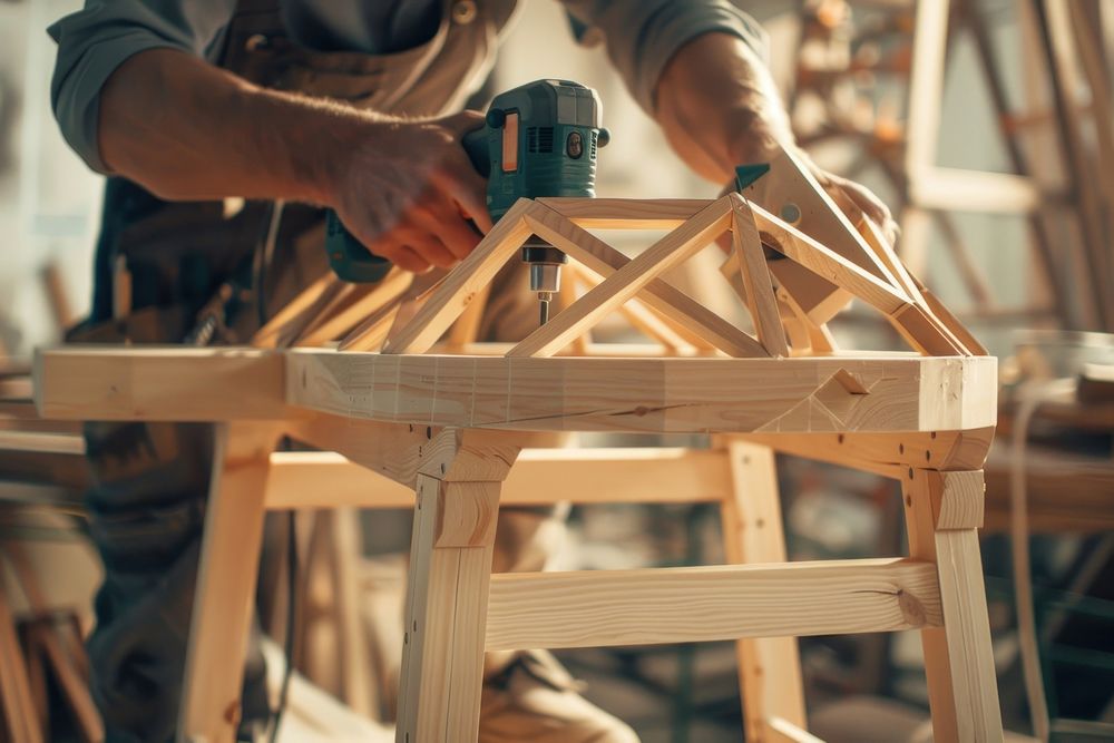 Man constructing a wooden chair adult craftsperson construction.