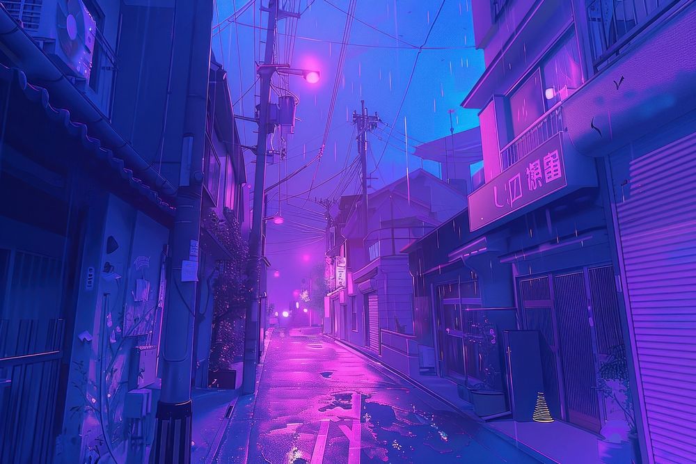 Alley street purple light.