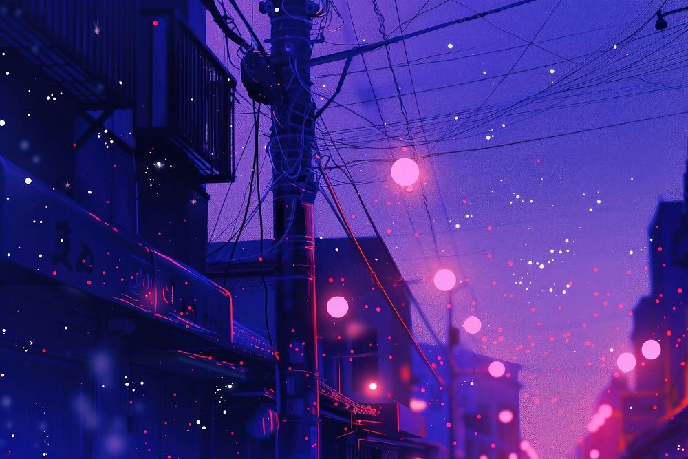 Firefly purple light city.