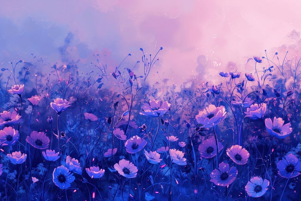 Flower field purple backgrounds outdoors.