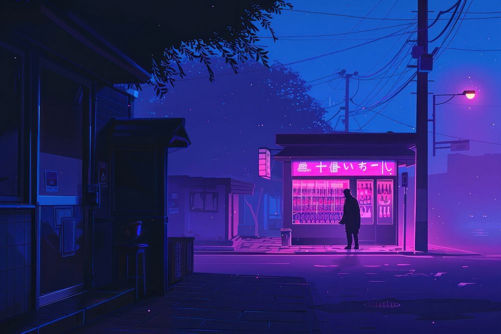 Lonely purple city neon.