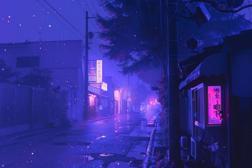 Loneliness outdoors street purple.