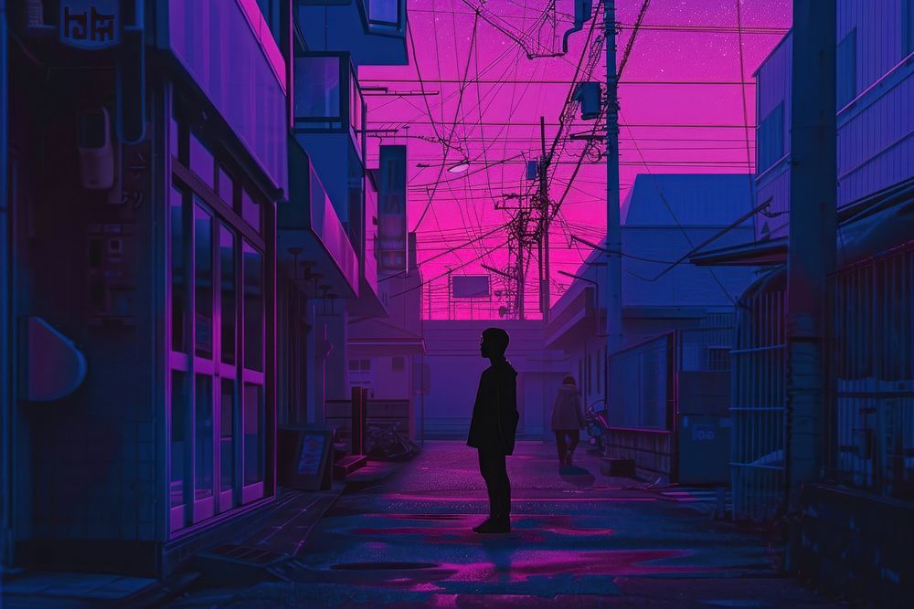 Loneliness street purple city.