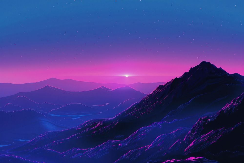 Mountain purple landscape outdoors.