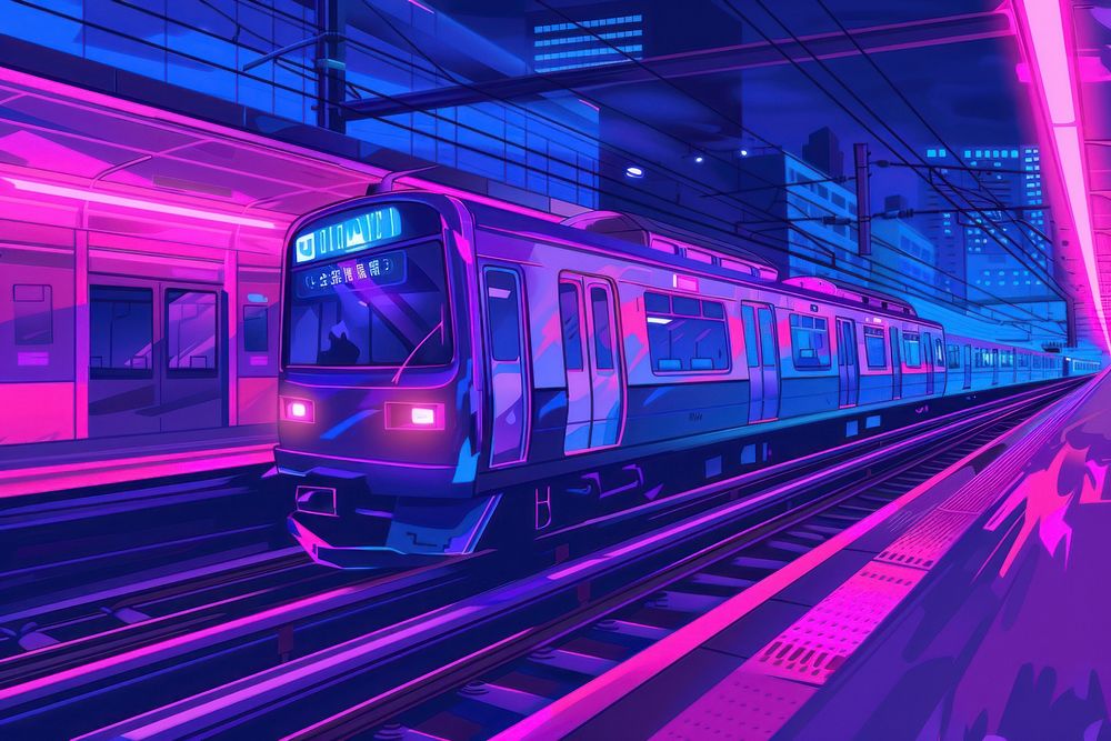 Metro train vehicle subway purple.