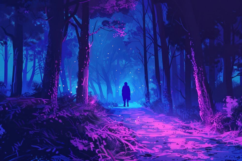 Scary and mysterious halloween forest outdoors nature purple.