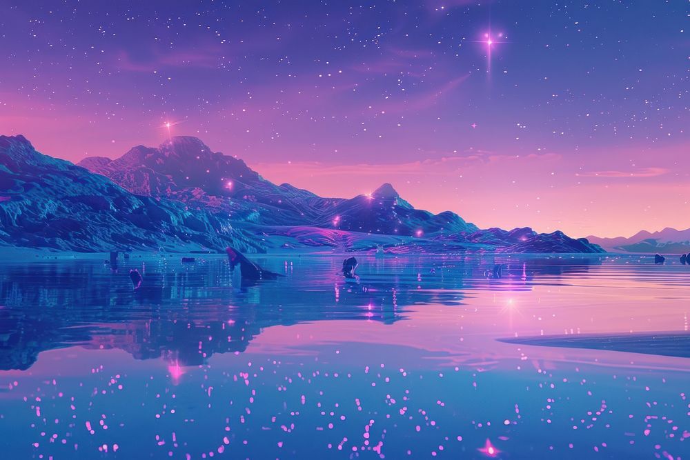 Stars purple landscape outdoors.
