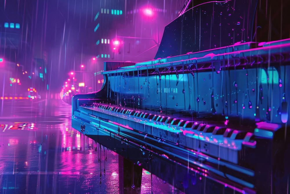 Piano rain piano purple transportation. | Free Photo Illustration ...