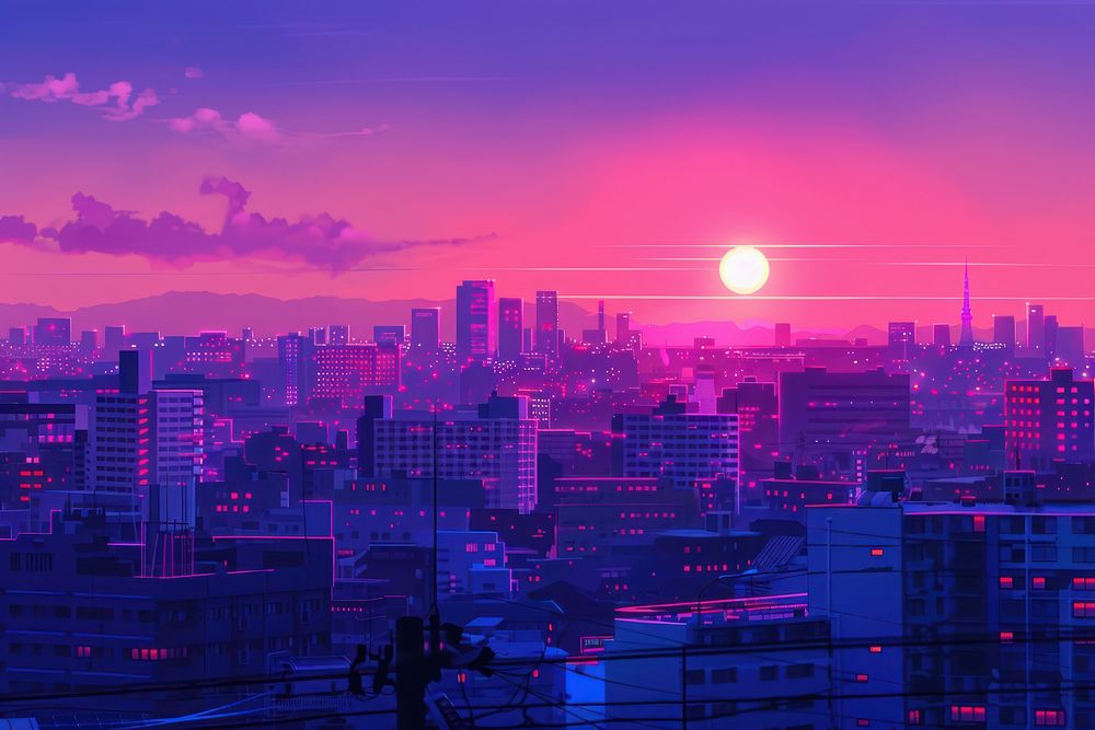 Tokyo city at sunset architecture cityscape outdoors.