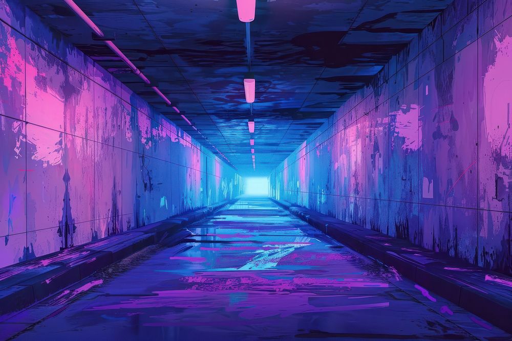 Tunnel purple wall architecture.