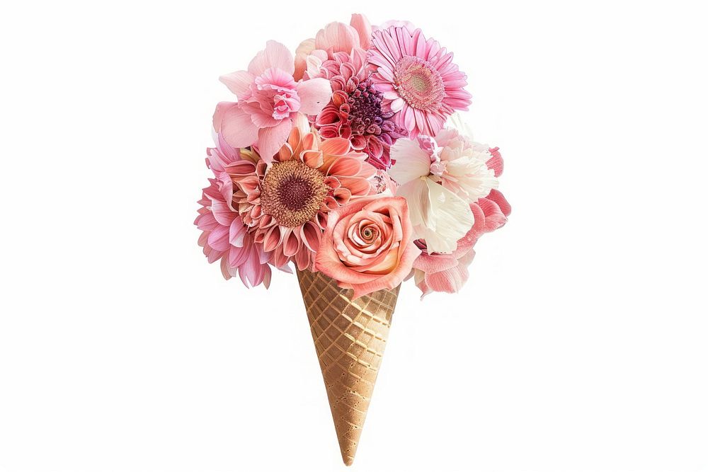Flower Collage ice cream cone flower dessert plant.