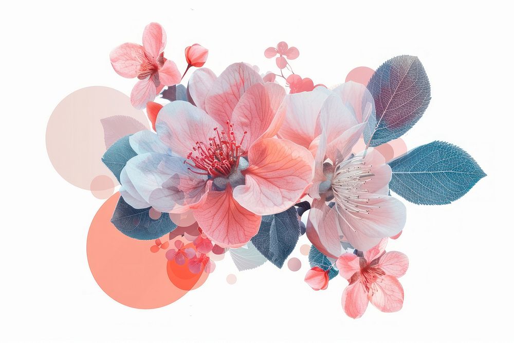 Flower Collage peach flower blossom pattern.
