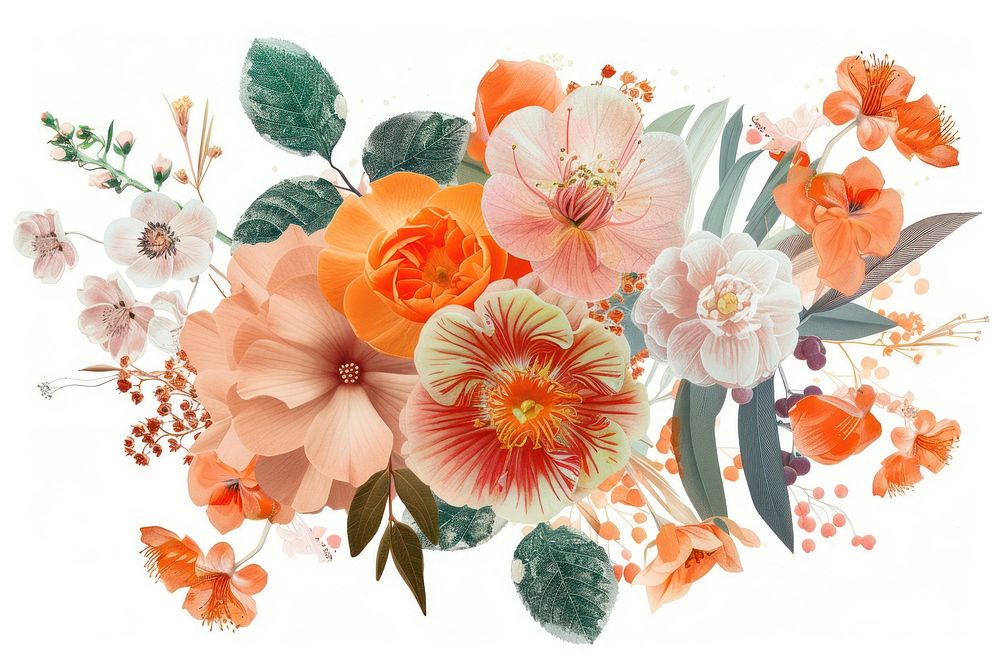 Flower Collage peach pattern flower backgrounds.