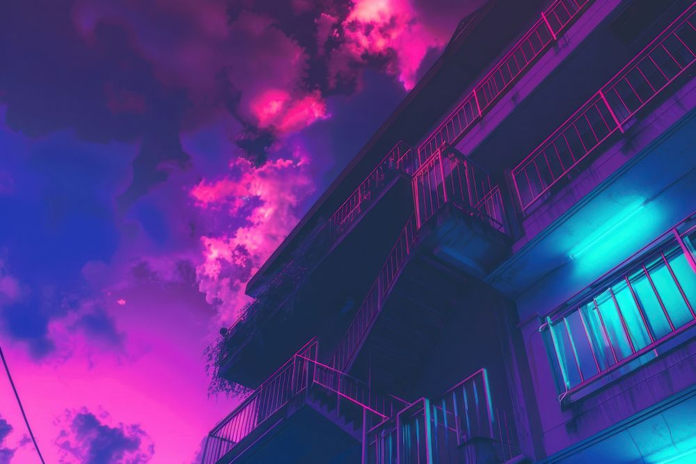 Apartment purple sky outdoors.