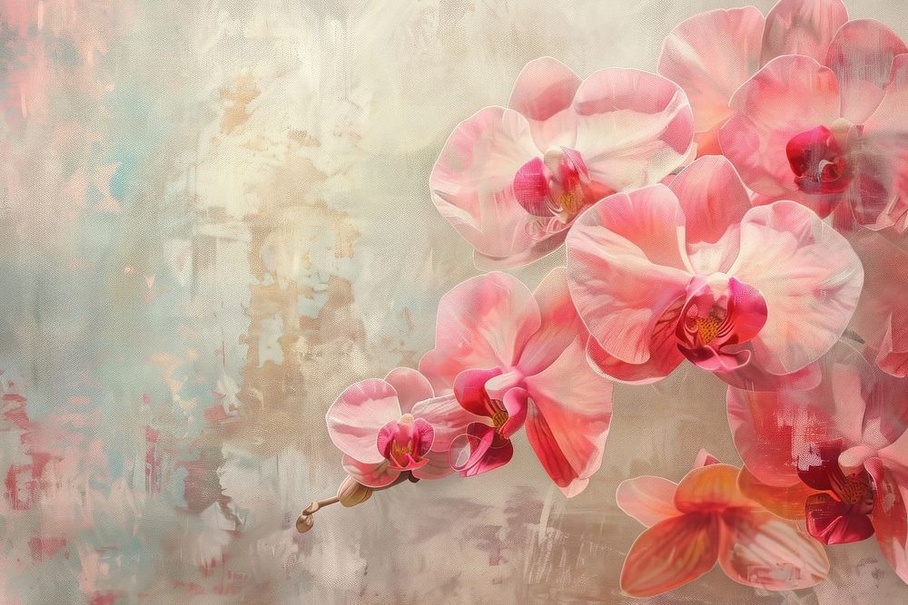 Red orchid flowers painting backgrounds blossom.