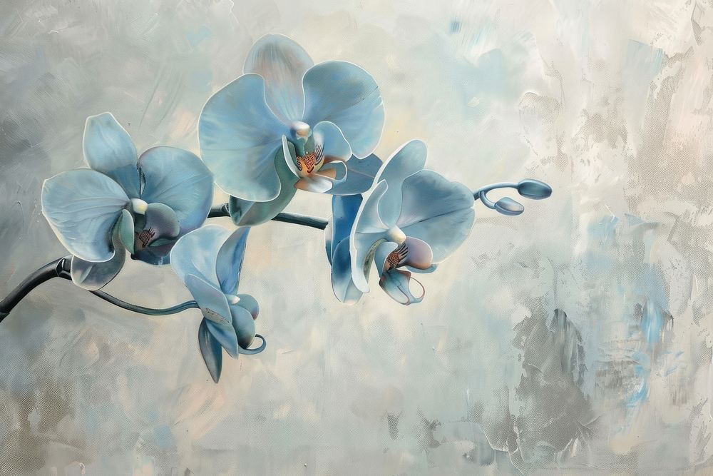 Blue orchid flower painting blossom plant.
