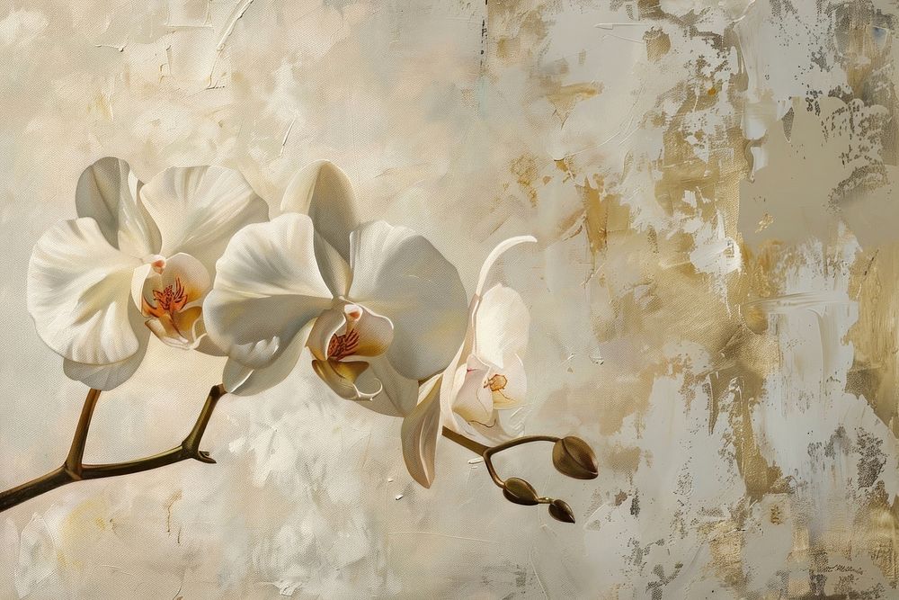 White orchid flower painting blossom plant.