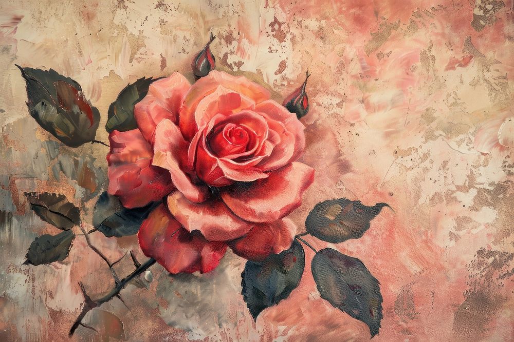 Red rosa painting backgrounds flower.