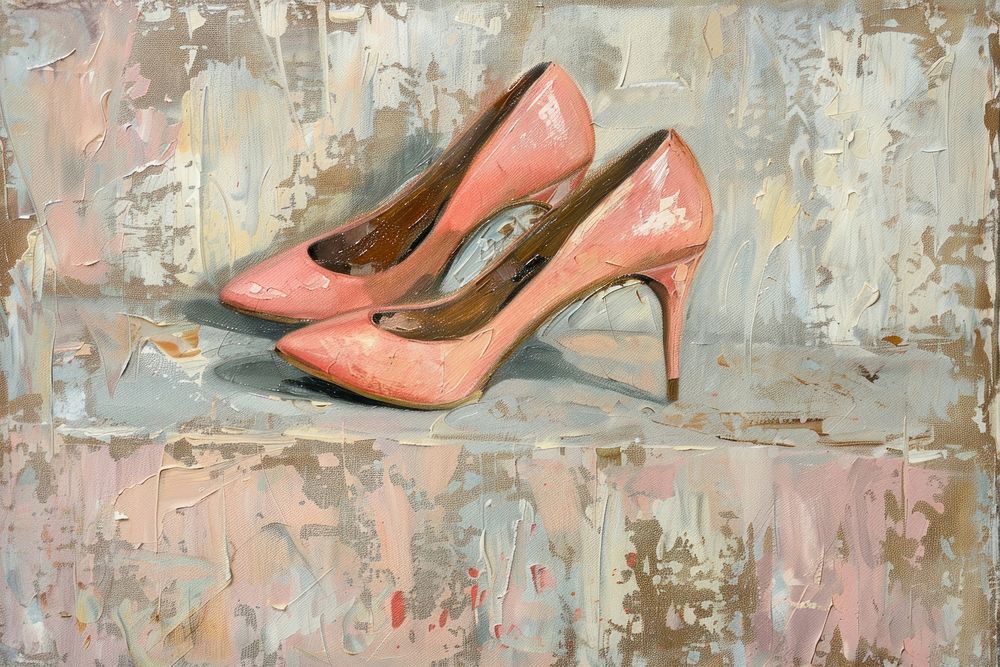 Pink highheels footwear painting shoe.