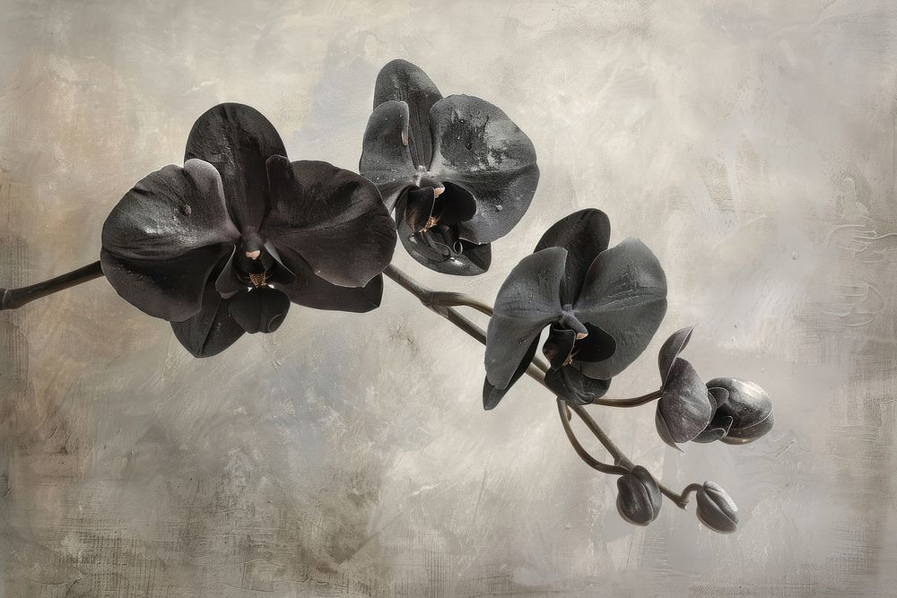 Black orchid flowers plant petal inflorescence.