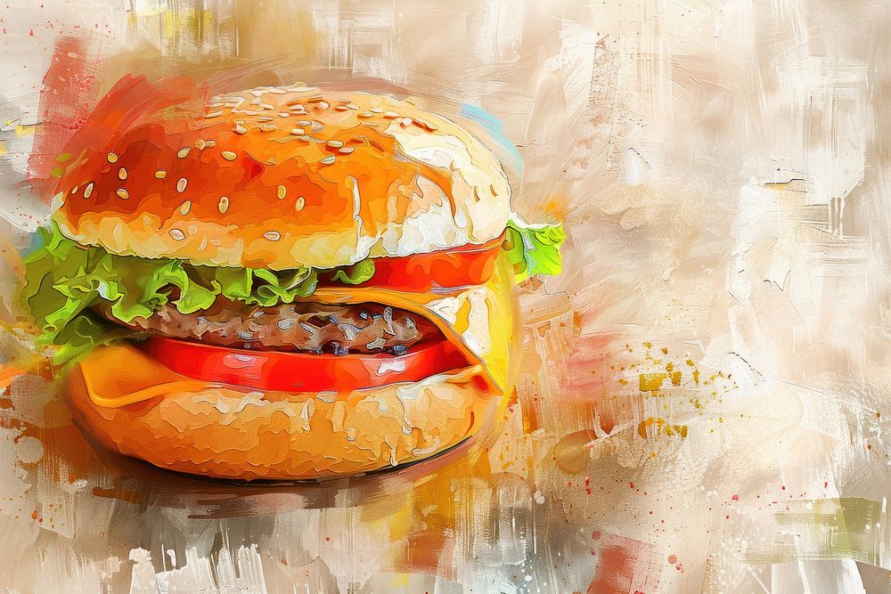 Close up on pale Fast food hamburger fast food vegetable.