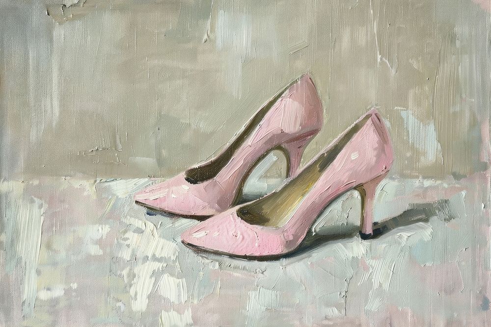 Pink highheels footwear painting shoe.