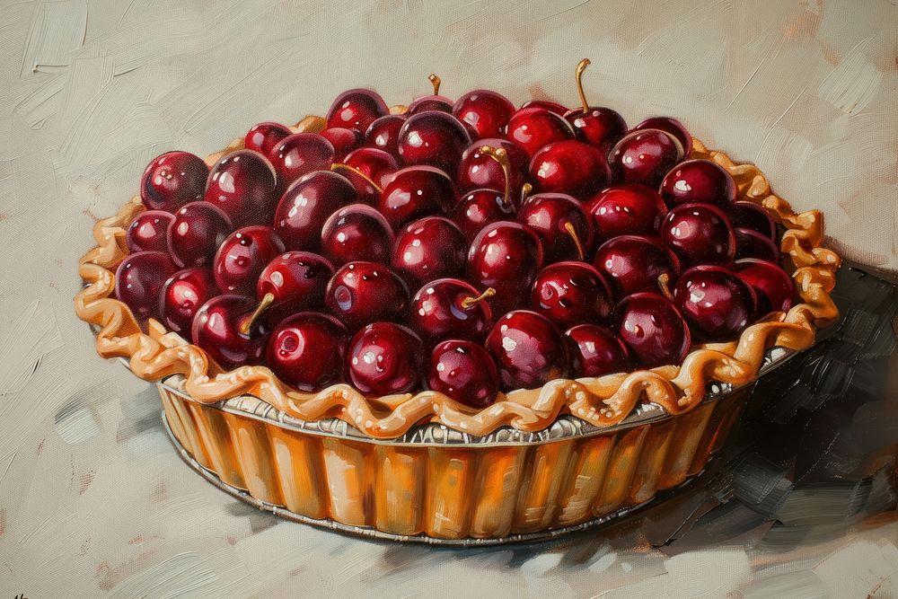 Grape pie painting dessert cherry.