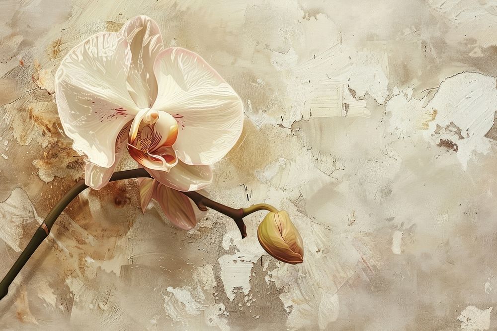 Close up on pale orchid flower painting blossom petal.