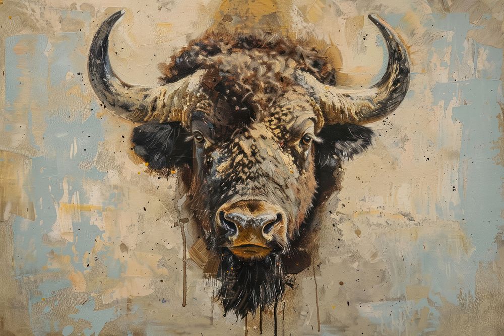 Buffalo livestock painting cattle. | Premium Photo Illustration - rawpixel