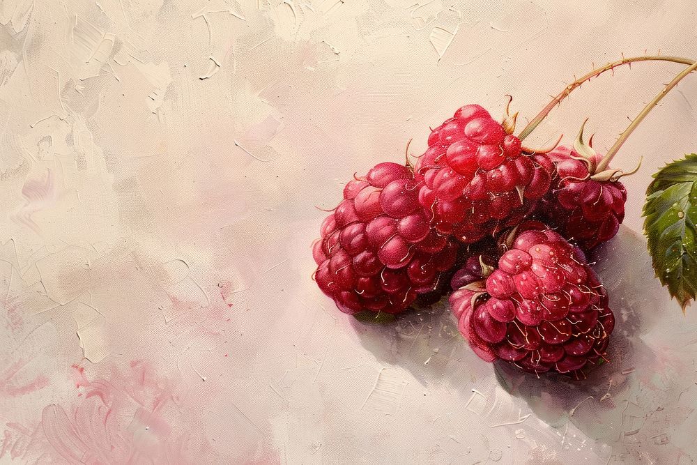 Close up on pale raspberry painting fruit plant.