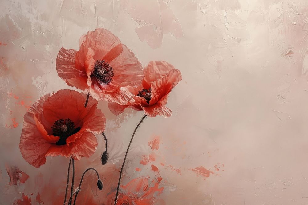 Red poppy flowers backgrounds painting plant.