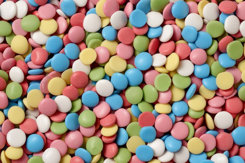Close up on pale corn candy confectionery backgrounds pill.